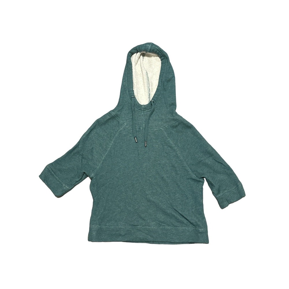 Pact Half Sleeve Hooded Sweatshirt Teal 100% Organic Cotton Women's Size Small